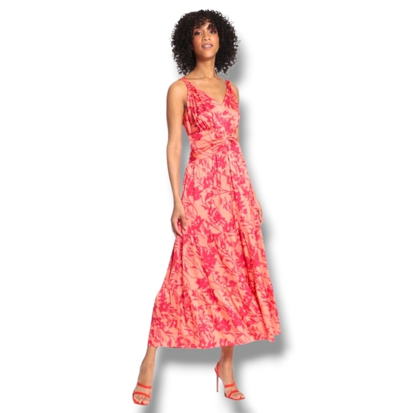 Maggie London Satin Tiered Maxi Dress -Size 14- EUC $128 Retail - Picture 8 of 9